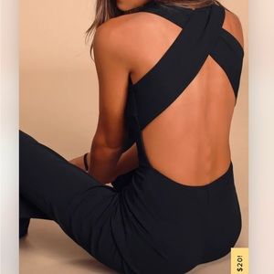 Black Backless Jumpsuit Lulus  NWT
